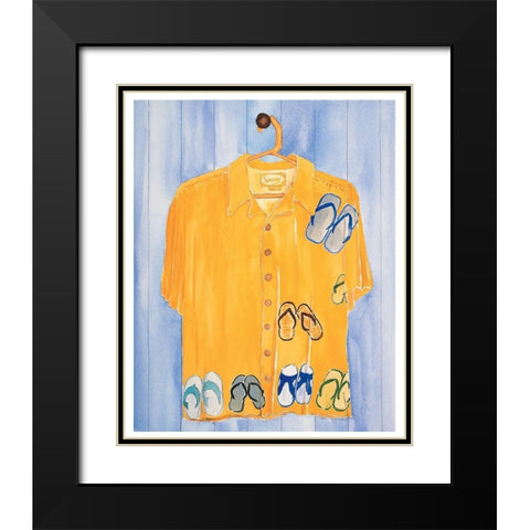 Flip Flop Shirt Black Modern Wood Framed Art Print with Double Matting by Frontline
