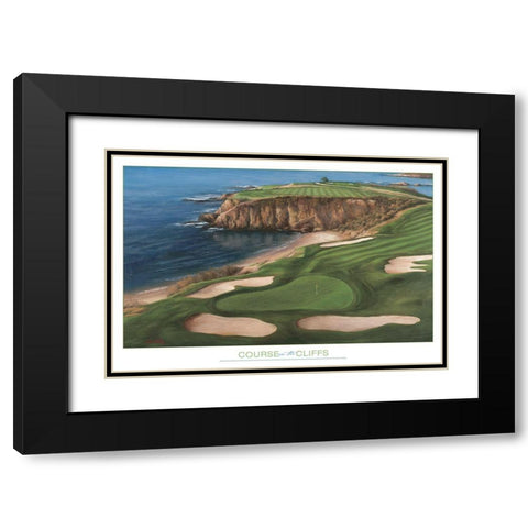 Course on the Cliffs Black Modern Wood Framed Art Print with Double Matting by Frontline