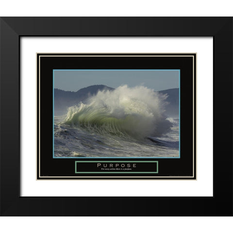 Purpose - Crashing Wave Black Modern Wood Framed Art Print with Double Matting by Frontline