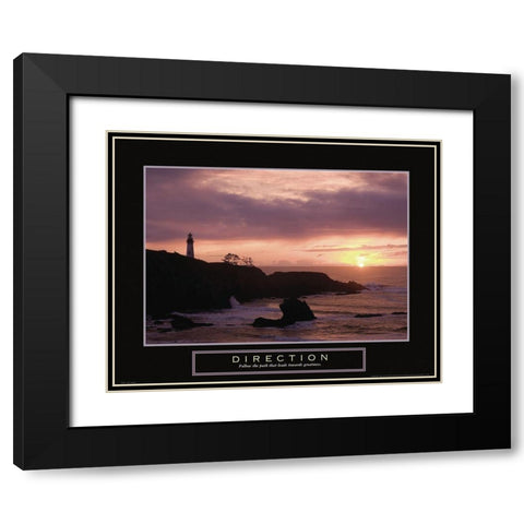 Direction - Lighthouse Black Modern Wood Framed Art Print with Double Matting by Frontline
