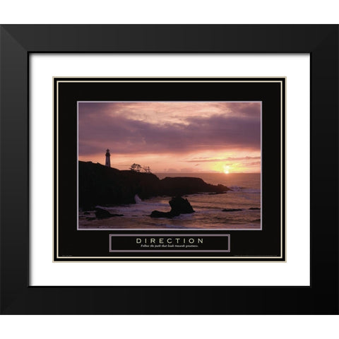 Direction - Lighthouse Black Modern Wood Framed Art Print with Double Matting by Frontline