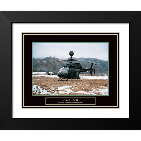 Valor - Helicopter Black Modern Wood Framed Art Print with Double Matting by Frontline