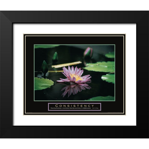Consistency - Pond Flower Black Modern Wood Framed Art Print with Double Matting by Frontline