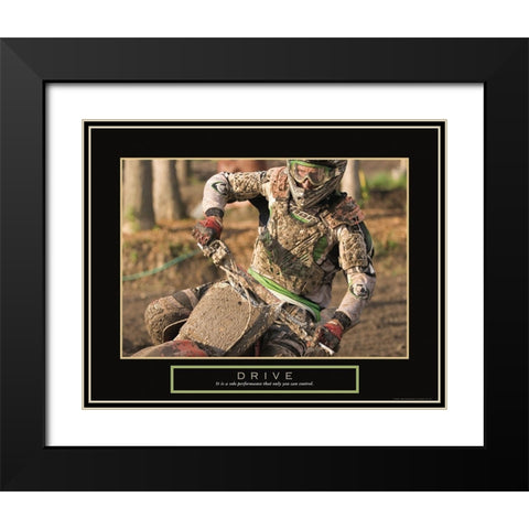 Drive - Motocross Black Modern Wood Framed Art Print with Double Matting by Frontline