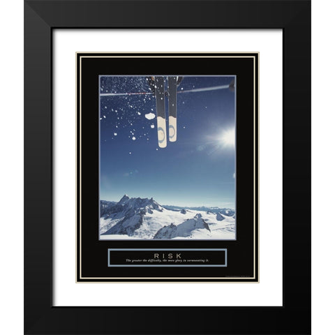 Risk - Ski Jump Black Modern Wood Framed Art Print with Double Matting by Frontline