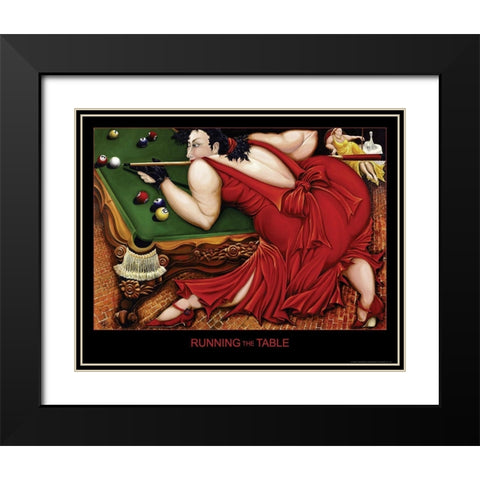 Running the Table - Billiards Black Modern Wood Framed Art Print with Double Matting by Frontline