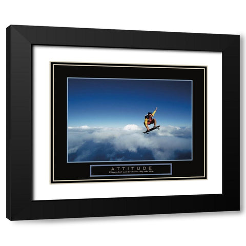Attitude - Skateboarder Black Modern Wood Framed Art Print with Double Matting by Frontline