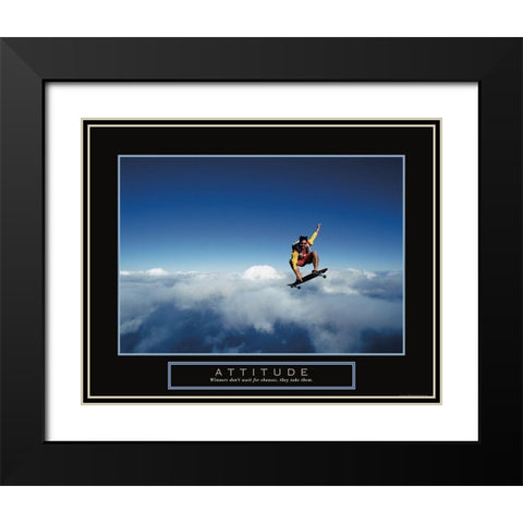 Attitude - Skateboarder Black Modern Wood Framed Art Print with Double Matting by Frontline