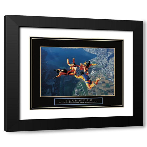 Teamwork - Sky Divers Black Modern Wood Framed Art Print with Double Matting by Frontline