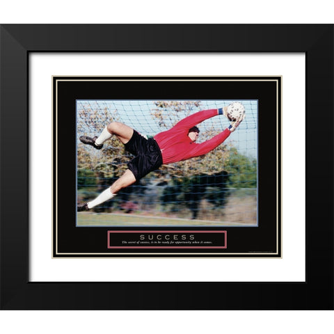 Success - Soccer Save Black Modern Wood Framed Art Print with Double Matting by Frontline