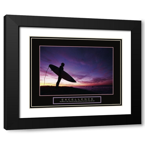Excellence - Surfer Black Modern Wood Framed Art Print with Double Matting by Frontline