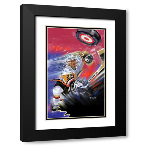 Hockey - Breakaway Black Modern Wood Framed Art Print with Double Matting by Unknown