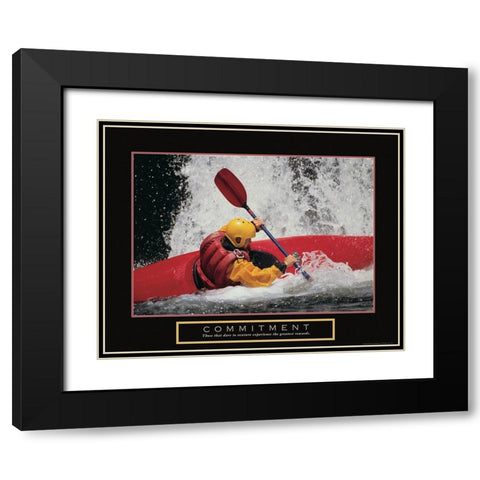 Commitment - Kayaker Black Modern Wood Framed Art Print with Double Matting by Frontline