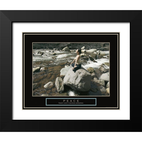 Peace - Yoga Black Modern Wood Framed Art Print with Double Matting by Frontline