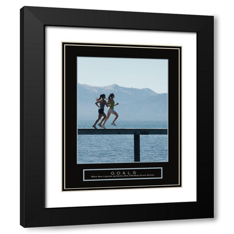 Goals - Girl Joggers Black Modern Wood Framed Art Print with Double Matting by Frontline