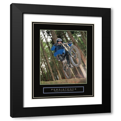 Persistence - Dirt Bike Black Modern Wood Framed Art Print with Double Matting by Frontline