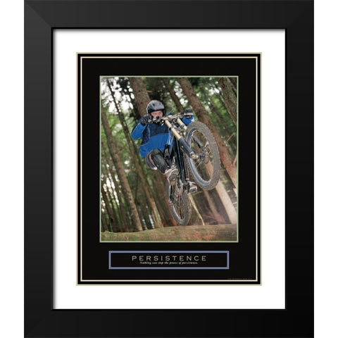 Persistence - Dirt Bike Black Modern Wood Framed Art Print with Double Matting by Frontline