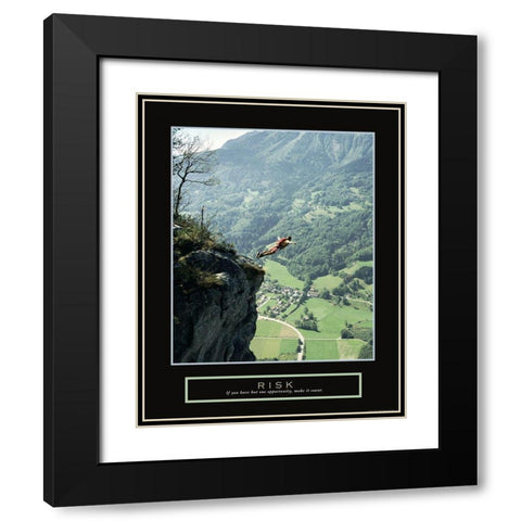 Risk - Parachuter Black Modern Wood Framed Art Print with Double Matting by Frontline