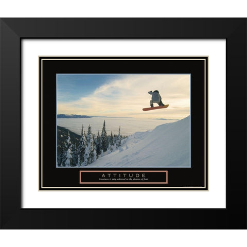 Attitude - Snowboarder Black Modern Wood Framed Art Print with Double Matting by Frontline