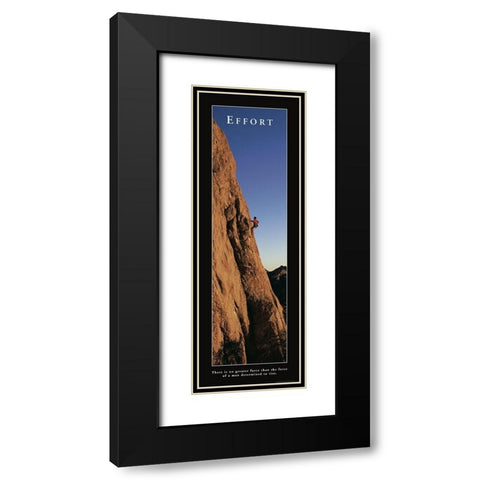 Effort - Rock Climber Black Modern Wood Framed Art Print with Double Matting by Frontline