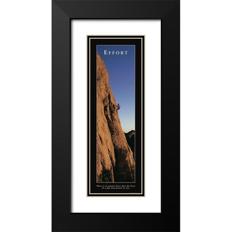 Effort - Rock Climber Black Modern Wood Framed Art Print with Double Matting by Frontline