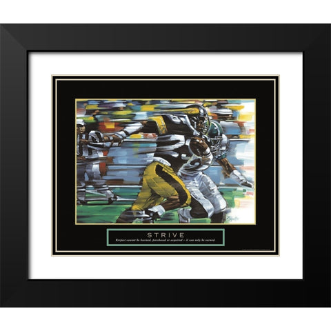 Strive - Football Black Modern Wood Framed Art Print with Double Matting by Frontline