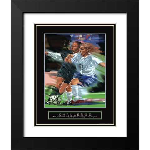 Challenge - Soccer Black Modern Wood Framed Art Print with Double Matting by Frontline