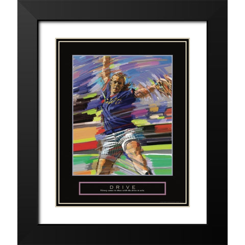 Drive - Softball Black Modern Wood Framed Art Print with Double Matting by Frontline