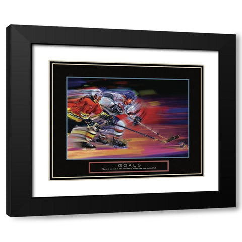 Goals - Hockey Black Modern Wood Framed Art Print with Double Matting by Frontline