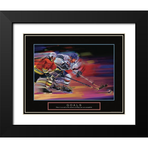 Goals - Hockey Black Modern Wood Framed Art Print with Double Matting by Frontline