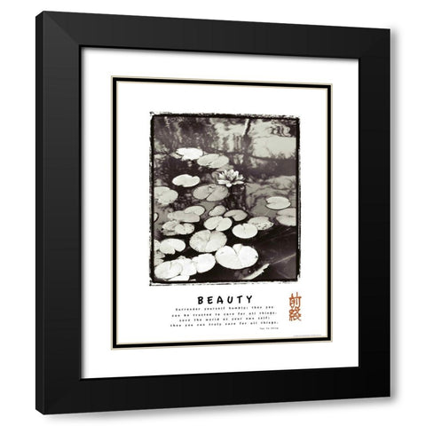 Beauty - Lillypad Black Modern Wood Framed Art Print with Double Matting by Frontline