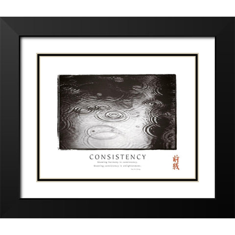 Consistency - Raindrops Black Modern Wood Framed Art Print with Double Matting by Frontline