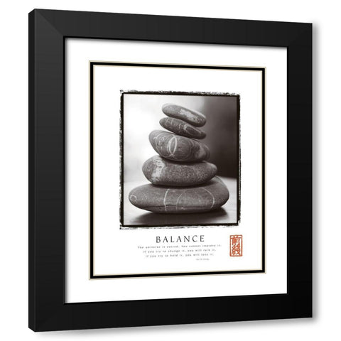 Balance - Rocks Black Modern Wood Framed Art Print with Double Matting by Frontline