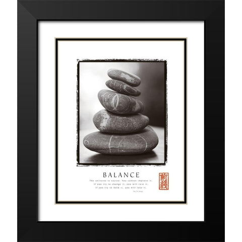 Balance - Rocks Black Modern Wood Framed Art Print with Double Matting by Frontline