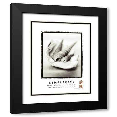 Simplicity - Shells Black Modern Wood Framed Art Print with Double Matting by Frontline