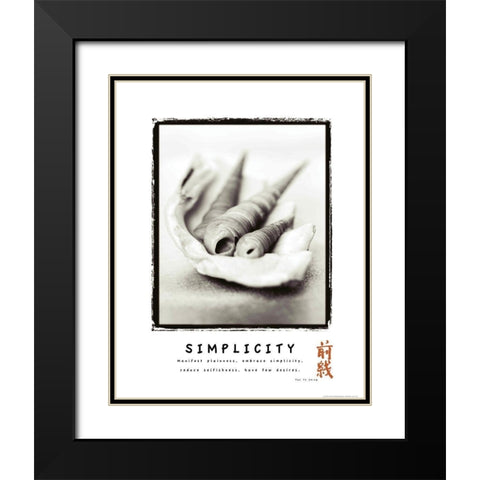 Simplicity - Shells Black Modern Wood Framed Art Print with Double Matting by Frontline