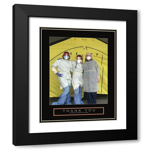 Thank You Black Modern Wood Framed Art Print with Double Matting by Hawthorne