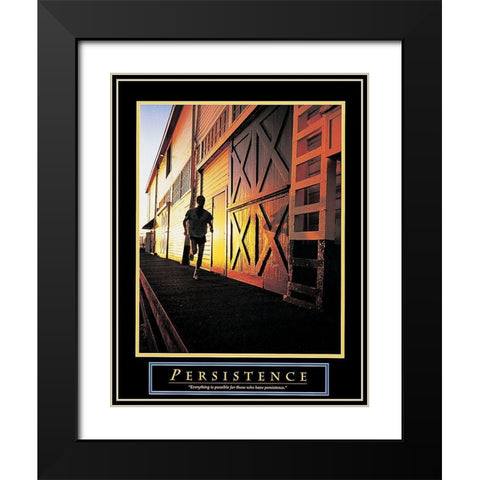 Runner - Persistence Black Modern Wood Framed Art Print with Double Matting by Unknown