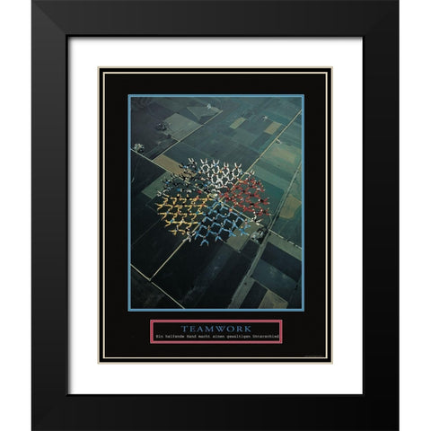 Teamwork - Skydivers Black Modern Wood Framed Art Print with Double Matting by Frontline