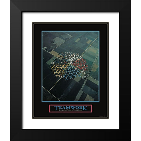 Teamwork - Skydivers Black Modern Wood Framed Art Print with Double Matting by Frontline
