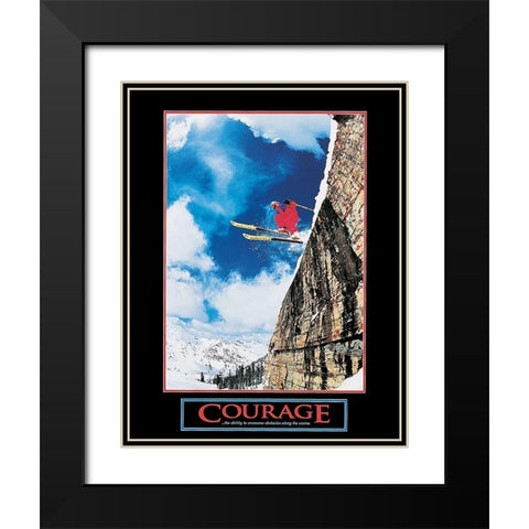 Ski - Courage Black Modern Wood Framed Art Print with Double Matting by Unknown