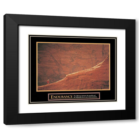 Endurance - Red Rocks Climb Black Modern Wood Framed Art Print with Double Matting by Unknown