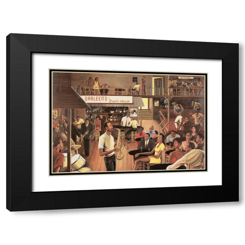 Jazz Cellar Black Modern Wood Framed Art Print with Double Matting by Unknown