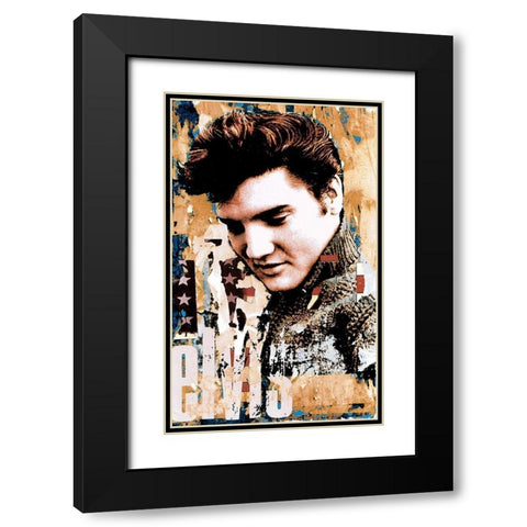 Elvis Slick Black Modern Wood Framed Art Print with Double Matting by Unknown