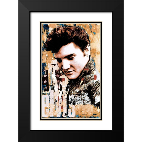 Elvis Slick Black Modern Wood Framed Art Print with Double Matting by Unknown