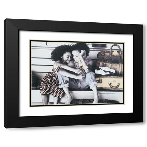 Two Kids I Black Modern Wood Framed Art Print with Double Matting by Unknown