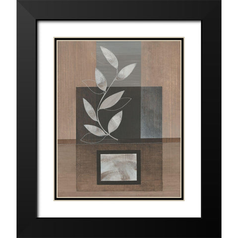 Metallic Leaves I Black Modern Wood Framed Art Print with Double Matting by Jugeat