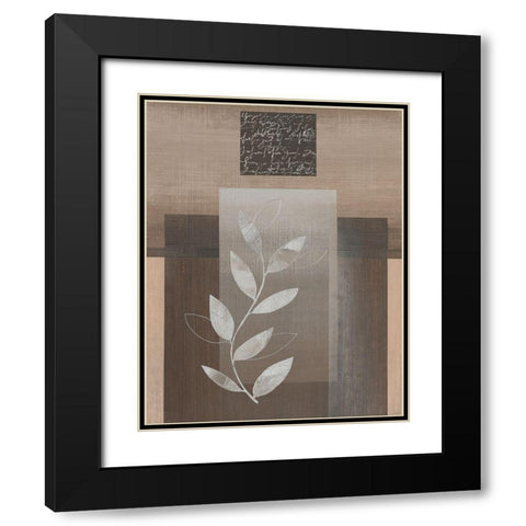 Metallic Leaves II Black Modern Wood Framed Art Print with Double Matting by Jugeat