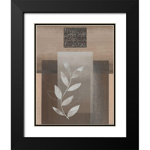 Metallic Leaves II Black Modern Wood Framed Art Print with Double Matting by Jugeat