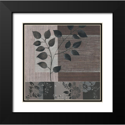 Metallic Leaves III Black Modern Wood Framed Art Print with Double Matting by Jugeat